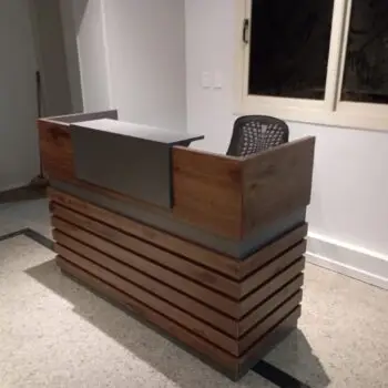 Compact Reception Desk with Wood & Black Finish